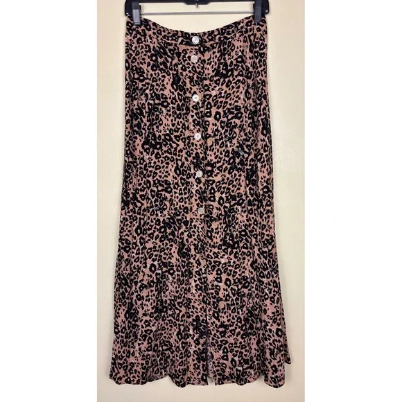 WILFRED Amelie Skirt Leopard Print Women Size 6 High-Waist Button Up Casual - Picture 2 of 9